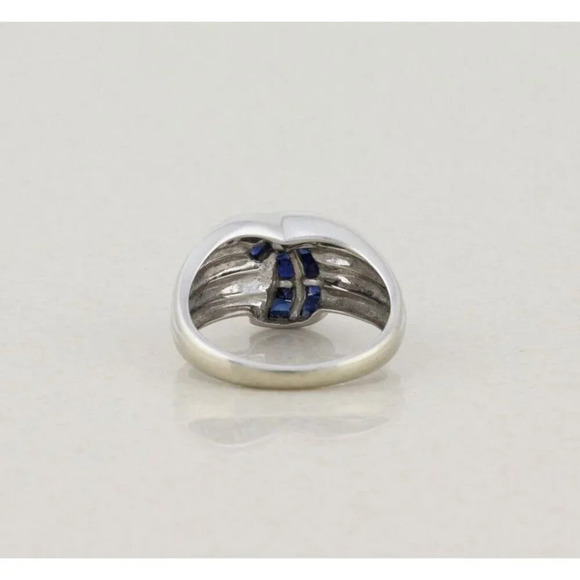 14k White Gold Natural Blue Sapphire Ring Size 7 - Picture 7 of 7